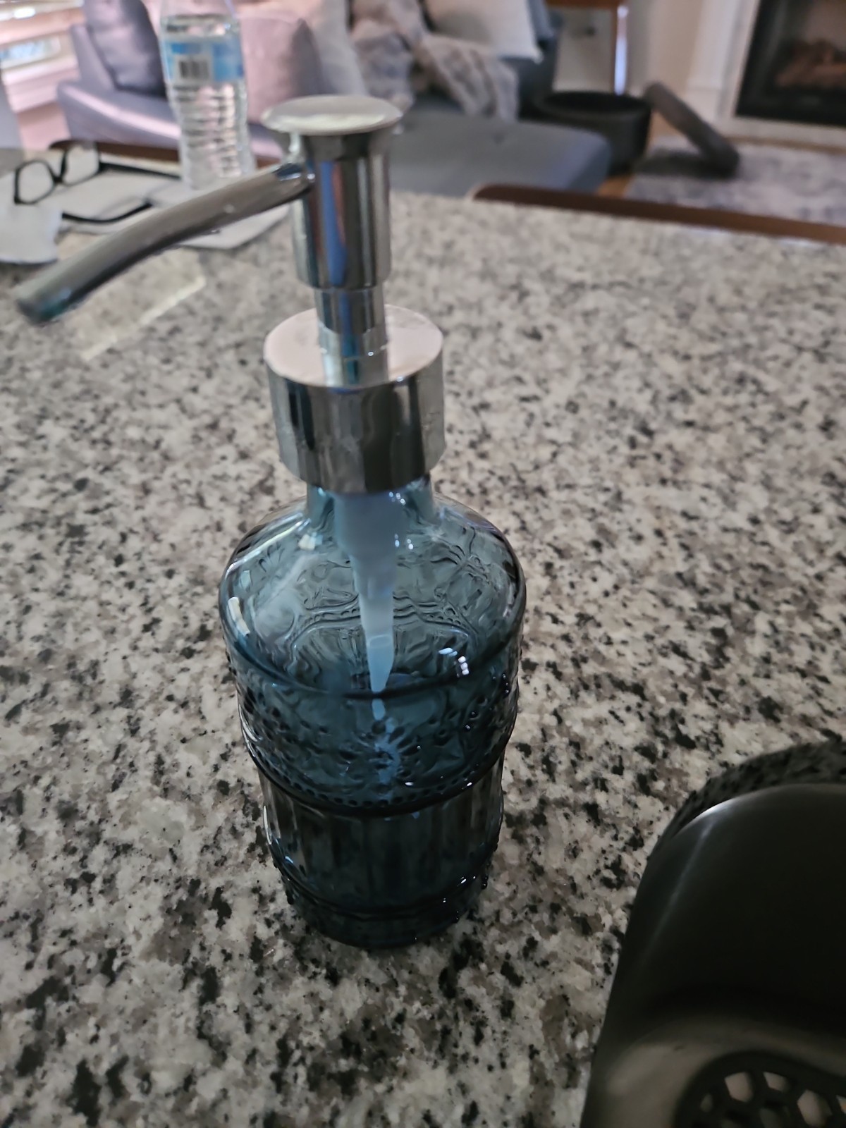 New 3pc Blue Glass Bathroom Set