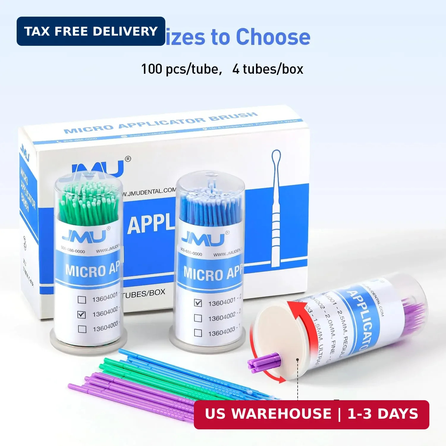 JMU 400pcs Dental Micro Applicators Brushes Fine, Disposable Microswabs
