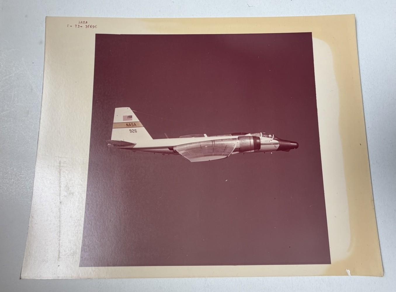 1973 NASA Press Photo 8x10 Kodak Paper Red Letters S-73-36696 WB-57F Canberra
