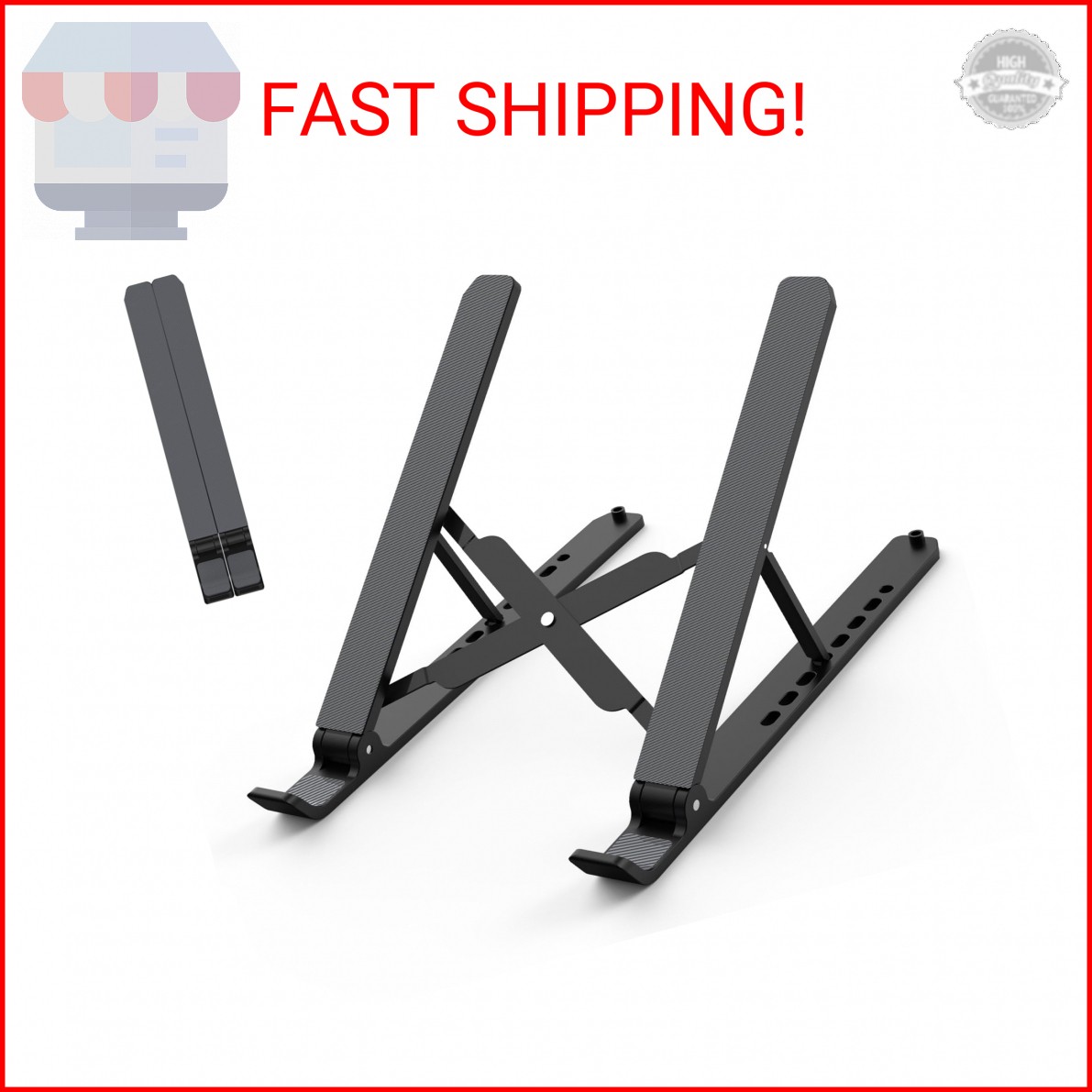 Tonmom Laptop Stand for Desk, Adjustable Laptop Riser ABS+Silicone Foldable Port