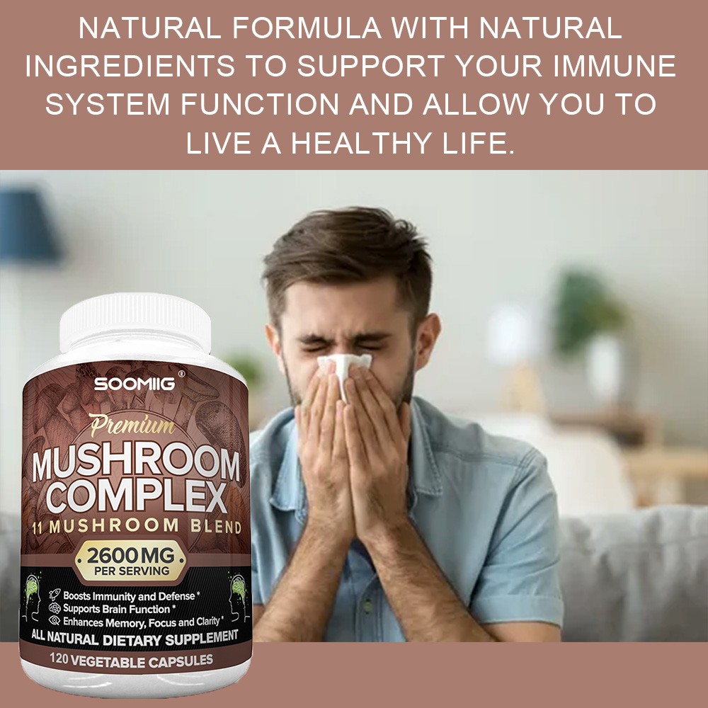 Mushroom Complex 120 Capsules Improve Memory Immune Focus Health Brain Support