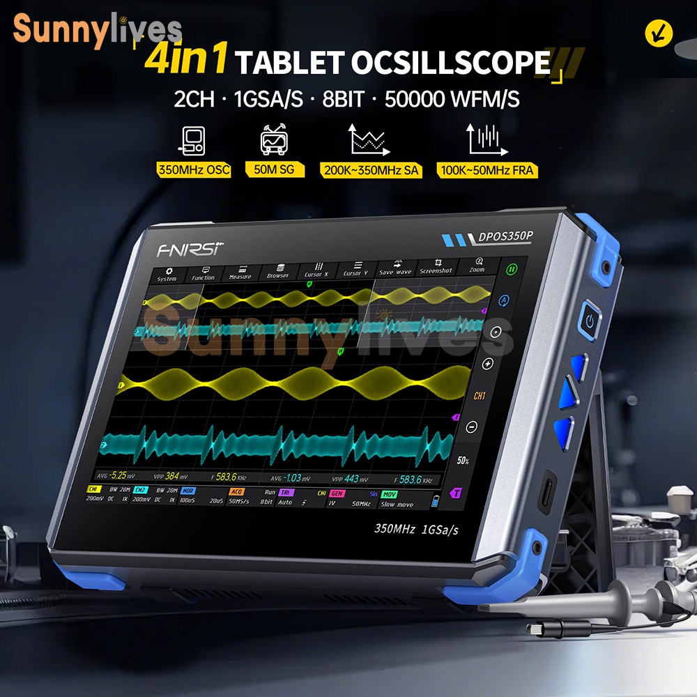 4IN1 Digital Oscilloscope DPOS350P 350MHz 2CH Signal Generator Spectrum Analyzer