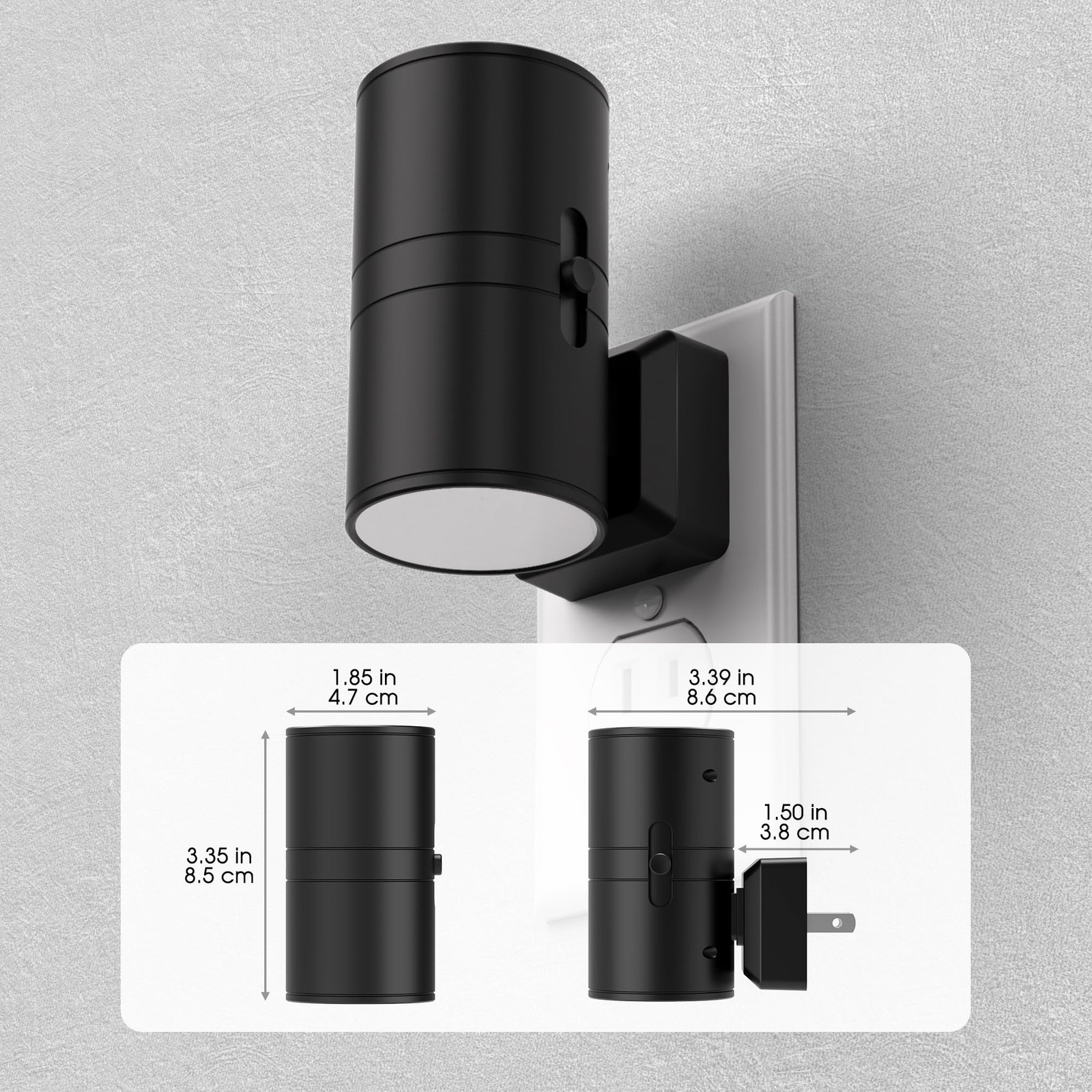 Briignite Night Lights Plug into Wall, Modern LED 2 Pack, Black-5000K