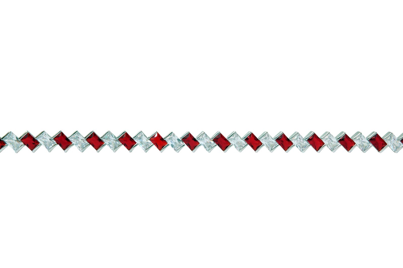 Jewelry Components (18) 24" lengths - no clasps - Diagonal Red/Clear - Sew On