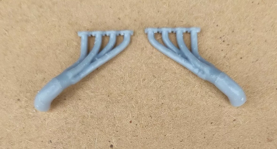 RESIN 3D PRINTED 1/24 1/25 DOWNSWEPT SIDE EXIT HEADERS SHALLOW