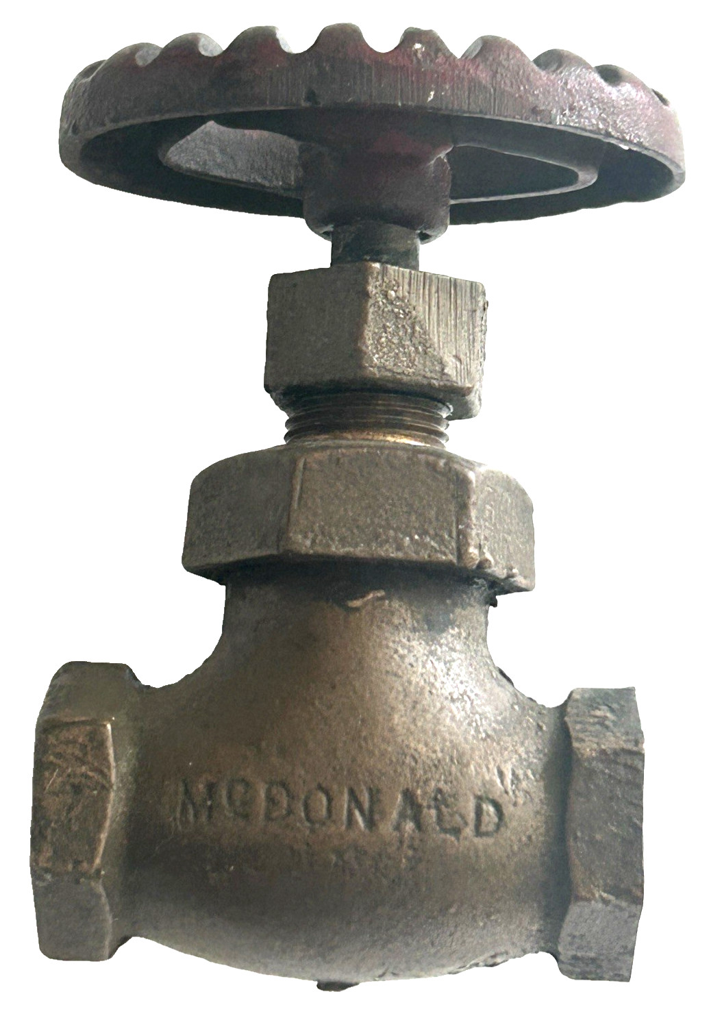 VtG MCDONALD Heavy Brass Gate Valve Steam Punk Style Red Handle Bleeder Valve