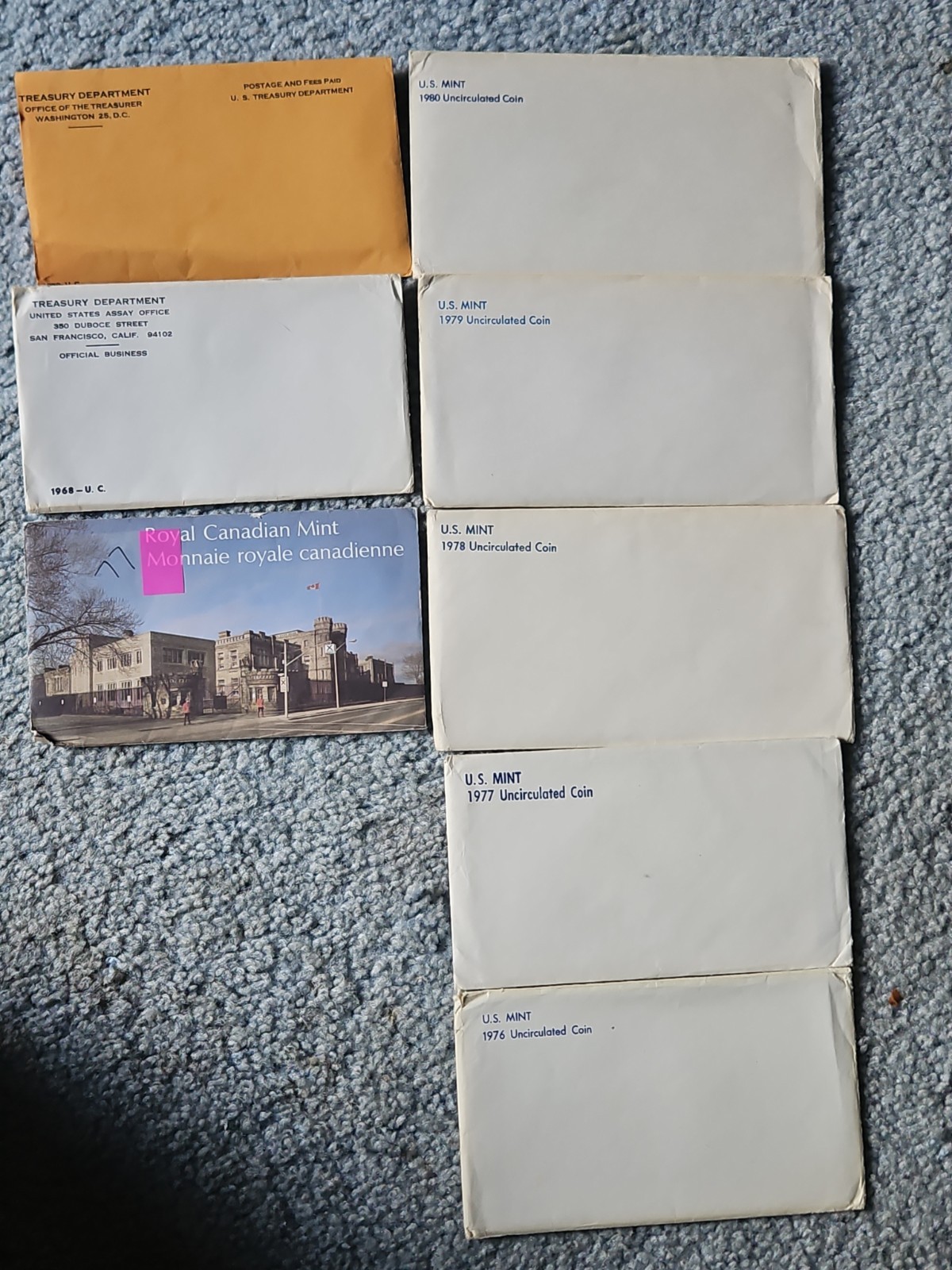 United States Mint Set Envelopes 8ct Lot No Coins 1959-1980