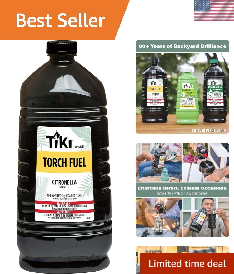 1 Gallon Citronella and Lemongrass Torch Fuel with Easy Pour Spout for Outdoors
