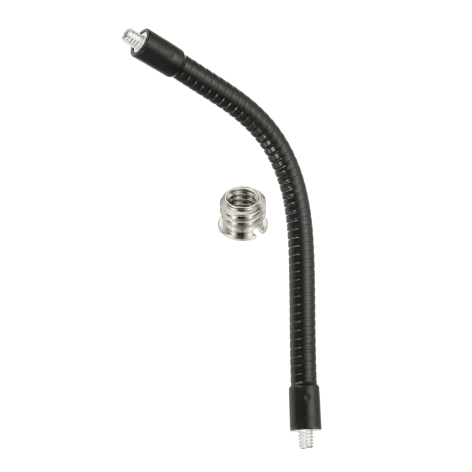 8" Gooseneck, 1/4"-20 Male to Male Thread with Reducing Screws, Black