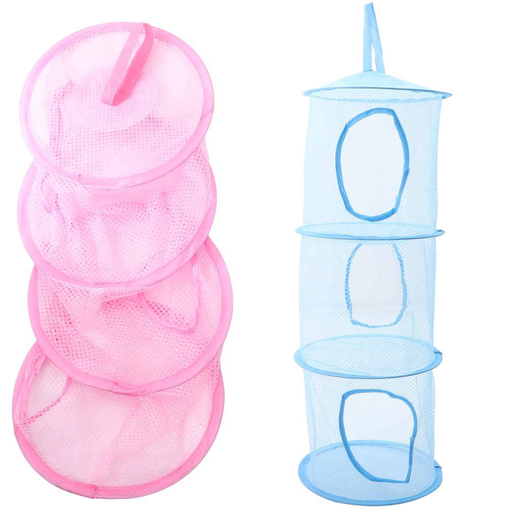 2 Pcs Foldable Hanging Mesh Drying Net Multi Layer Organizer For Plush Toys