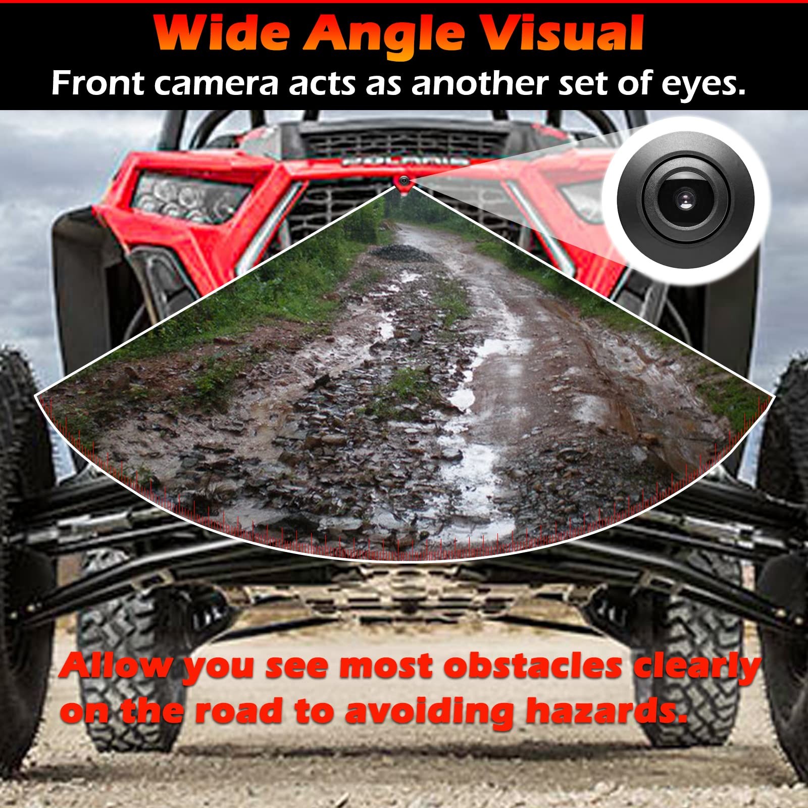 for Polaris RZR Ride Command HD Wide-Angle Waterproof Front Camera - Plug and...