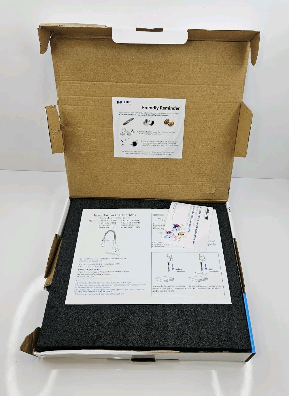 WeWe Single Handle Pulldown Kitchen Faucet Sprayer Black Finish A8018-05-02