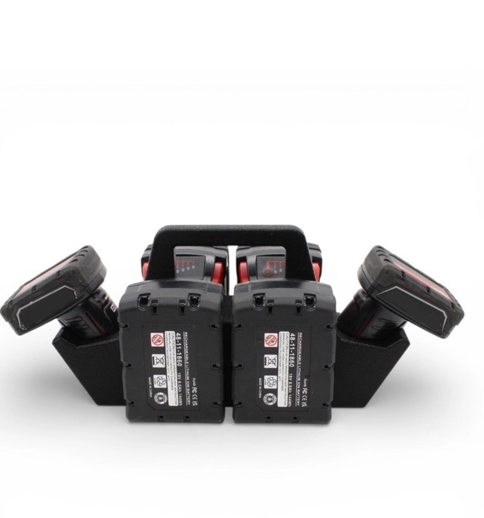 Milwaukee M12 & M18 Battery Caddy Holder 2 Slot M12 + 4 Slot M18 Organizer