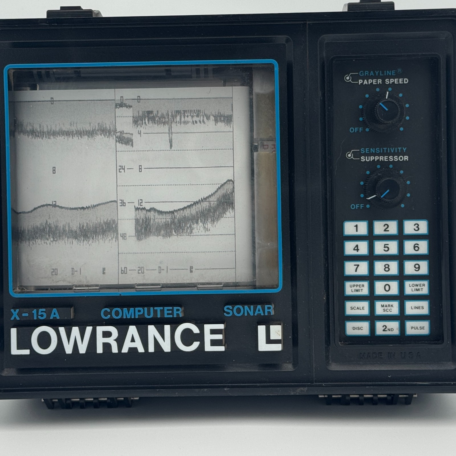 Lowrance X-15A Computer Sonar Fish Finder Chart Recorder w Graph Paper Untested