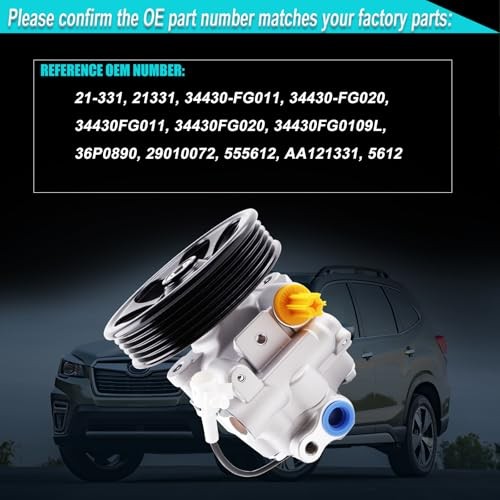 21-331 Power Steering Pump with Pulley Compatible with, 2009-2010 Forester
