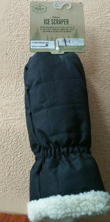 Ice Scraper with Mitten Insulated New Black Attached Durable Blade One Size