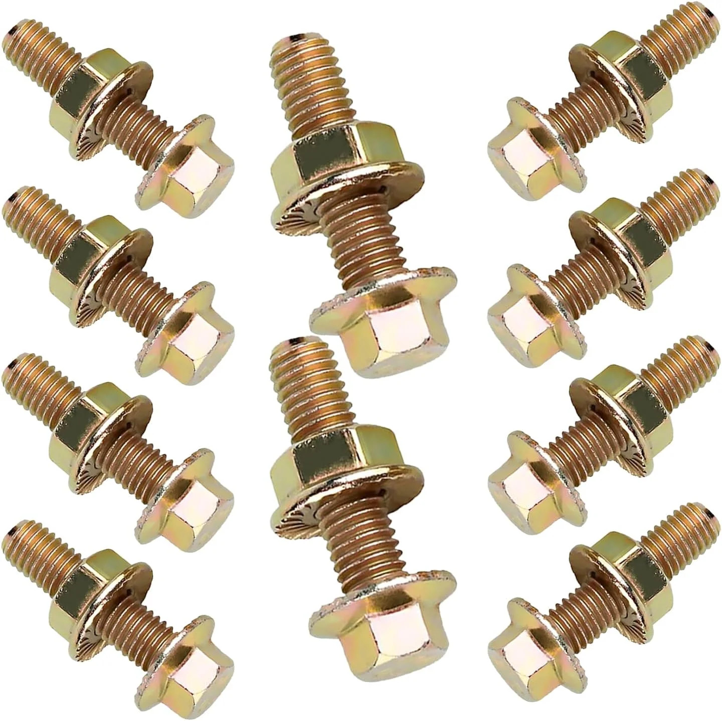 10 PCS Exhaust Manifold Bolt Kit, Hexagonal Flange Nut Screw Anti-Slip Fasteners