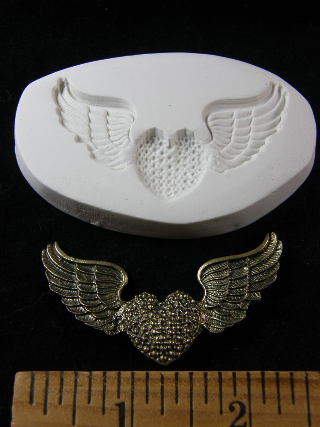Winged Heart / Flying Heart with Wings Polymer Clay Mold (#MD1473)