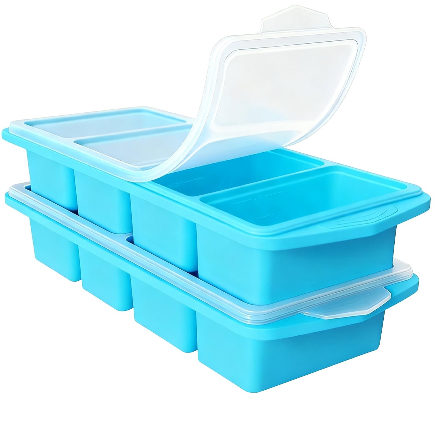 2 Pack Silicone Freezer Molds With Lids,1 Cup Silicone Freezer Tray With Lids...