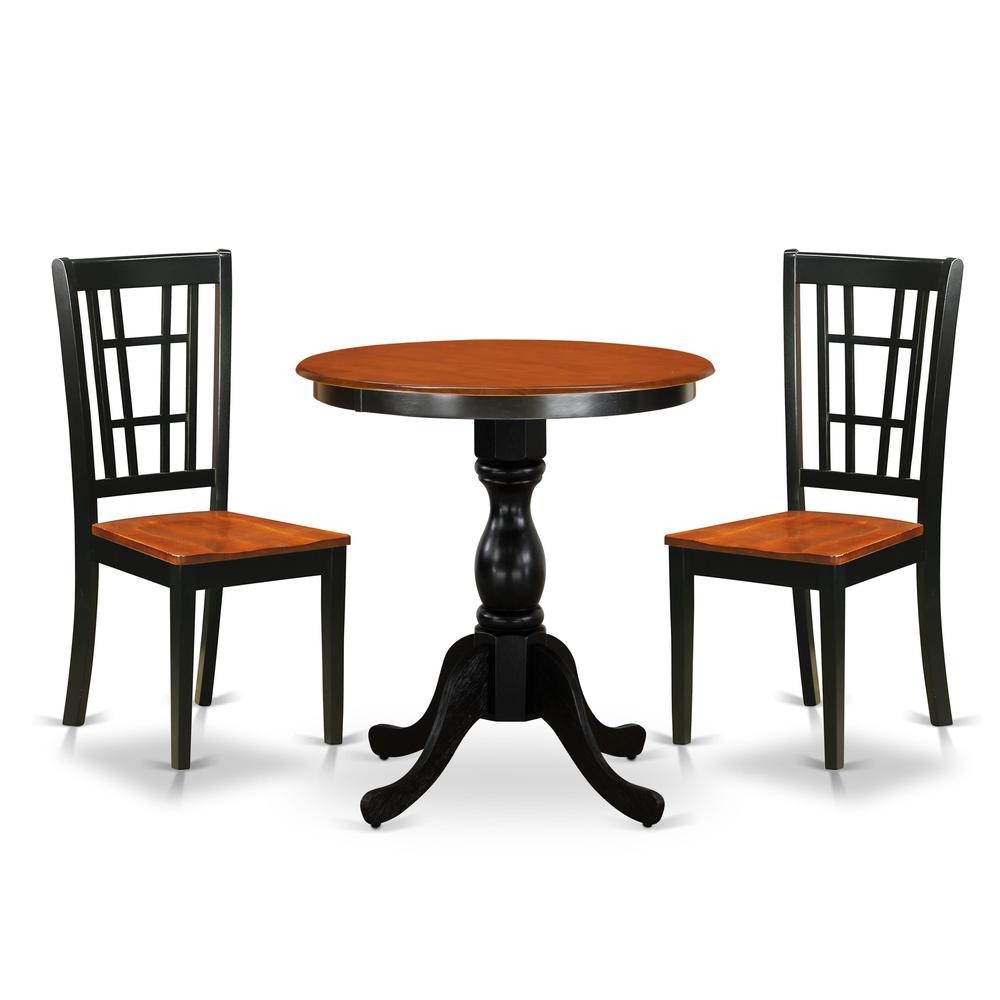 East West Furniture 3-Piece Dining Table Set Include a Round Dining Table...