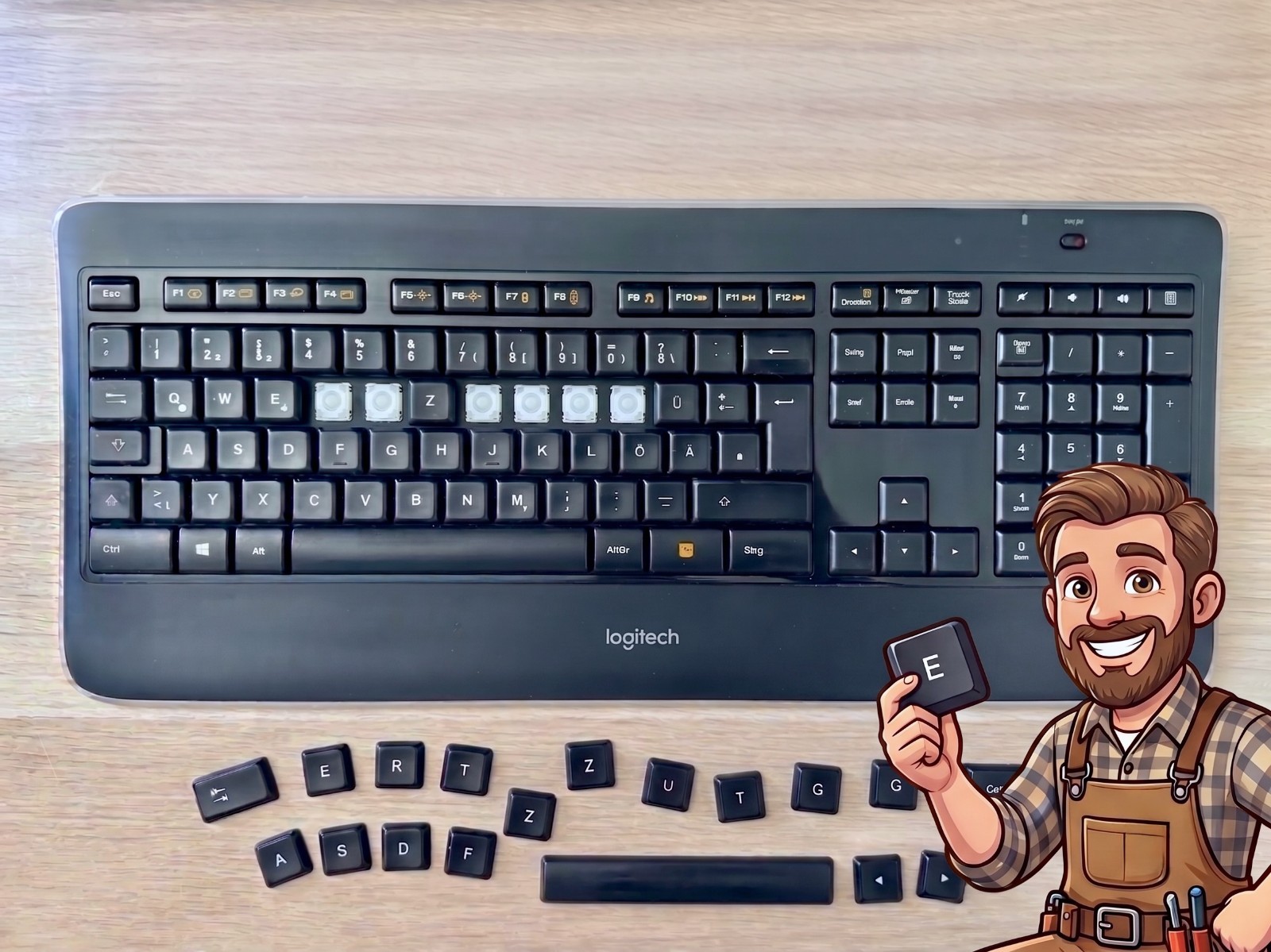 Logitech K800 / MX800 QWERTZ Single Keys For Parts