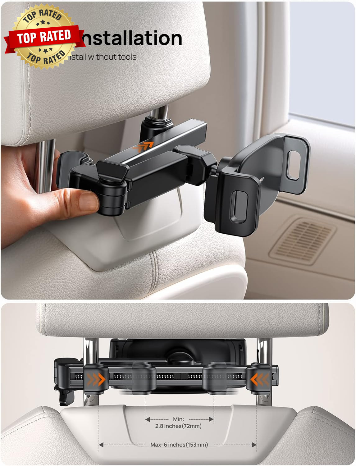 Ipad Holder Car Headrest - [Stretchable Arm] 2025 Adjustable Tablet Mount for Ca
