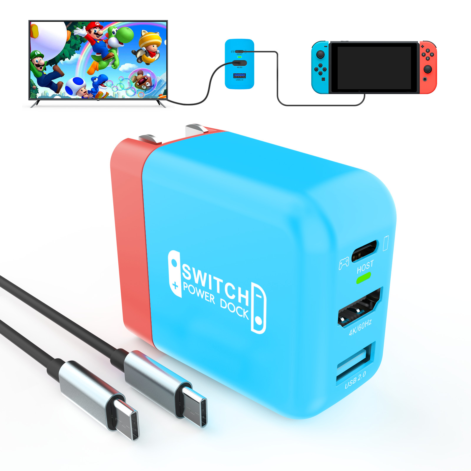3 in 1 Mini Dock Station for Nintendo Switch Charger Docking Station Replacement