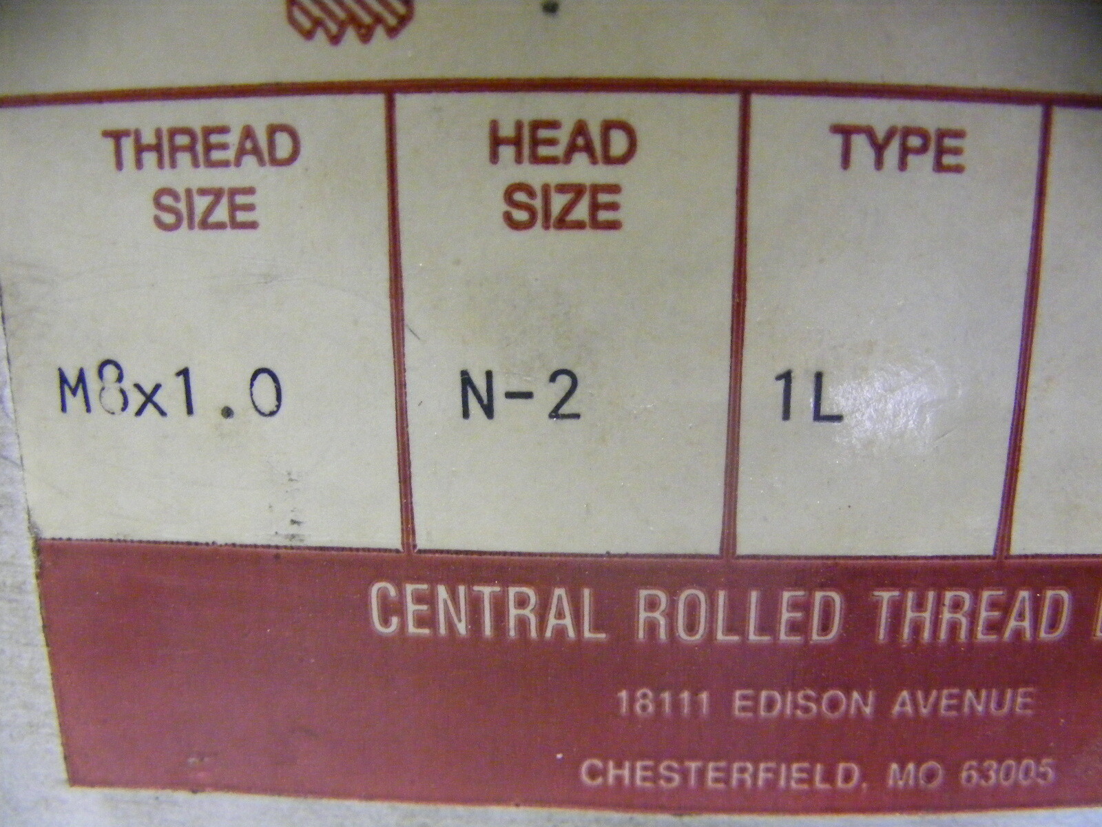 Central M8 x 1.0 N2 1L Thread Roller Die Roll