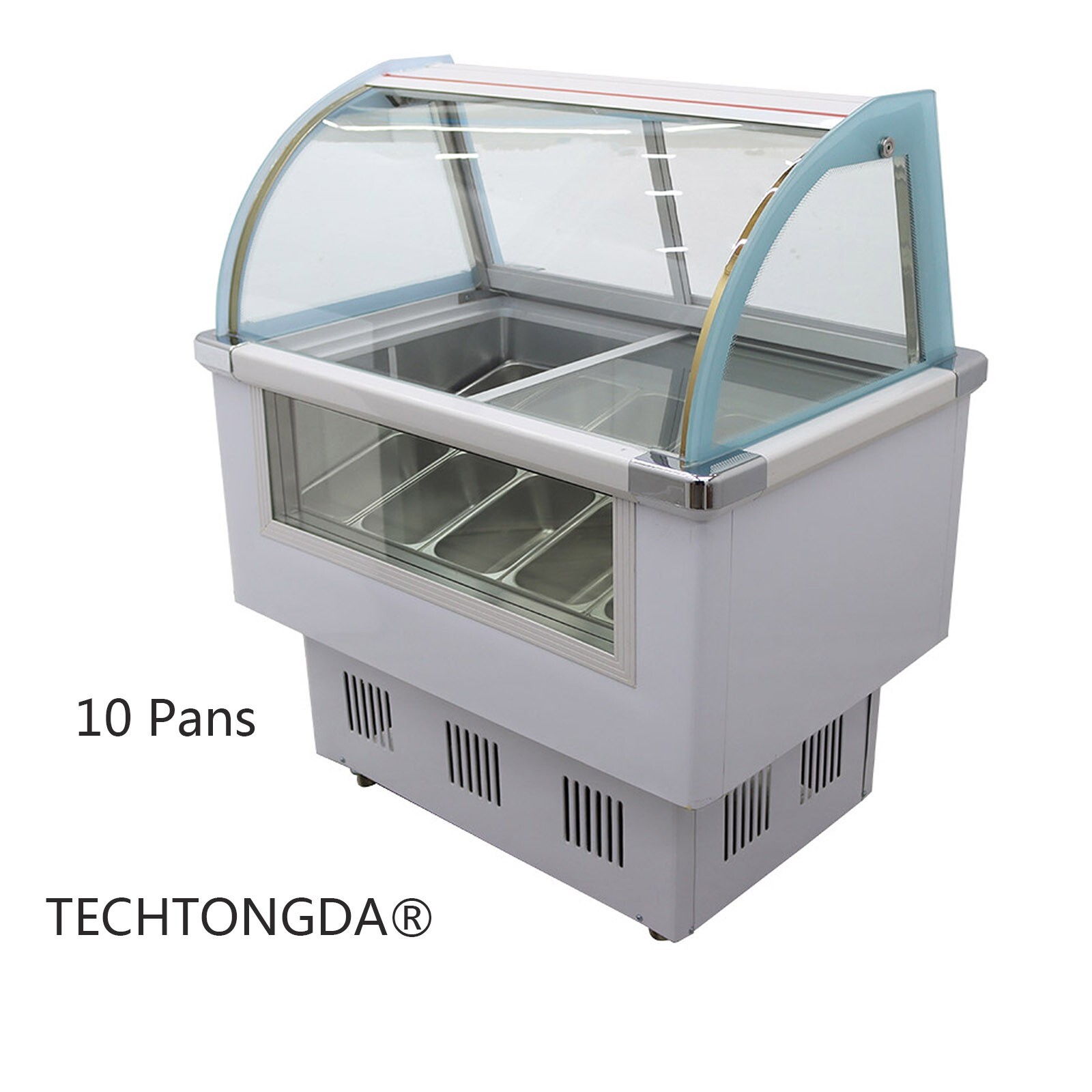 TECHTONGDA®Hard Ice Cream Showcase 10 Pan Ice Cream Gelato Case 220V 136L 180W