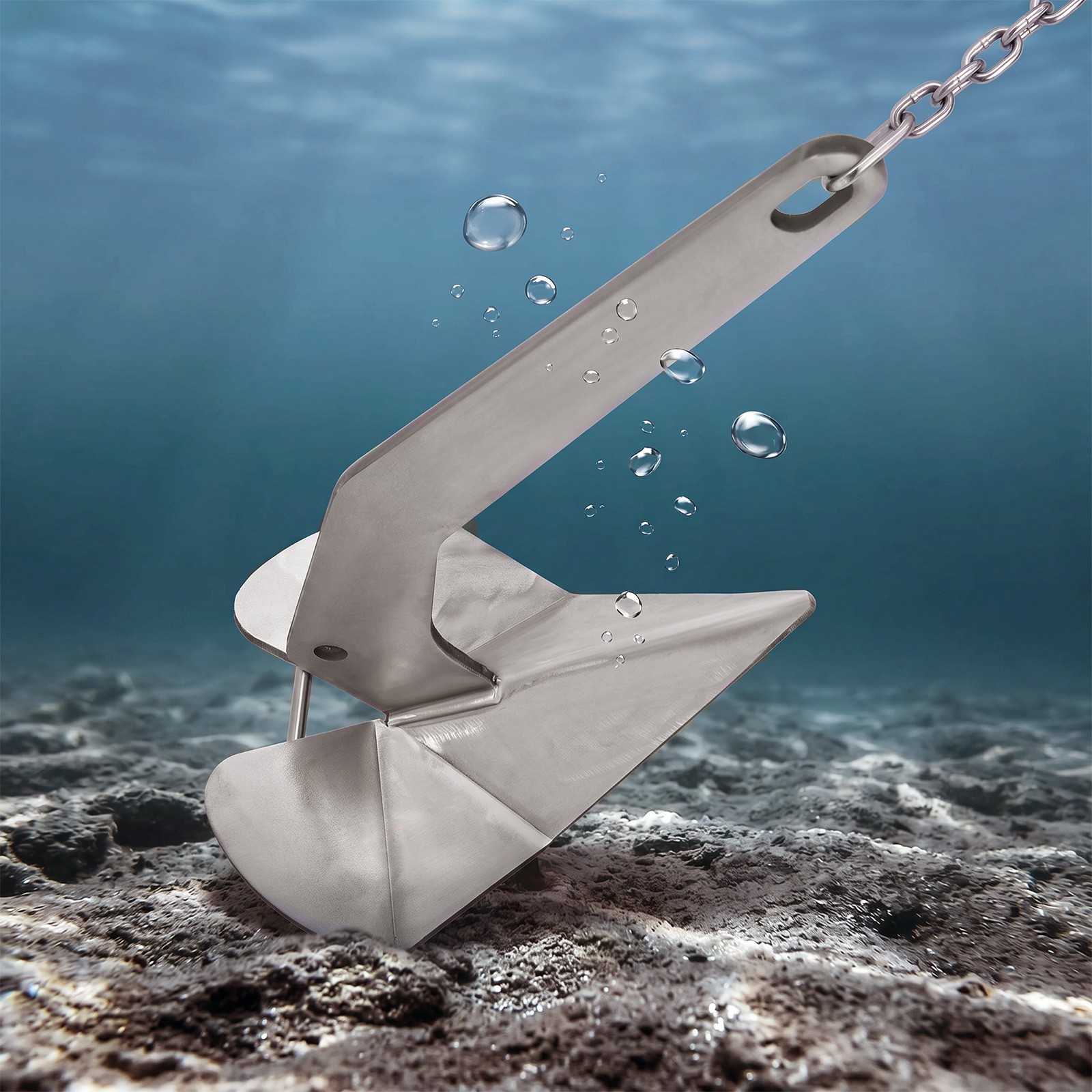 Delta Boat Anchor 22 lb 10 kg 316 Stainless Steel Fixed Boats from 28-42ft