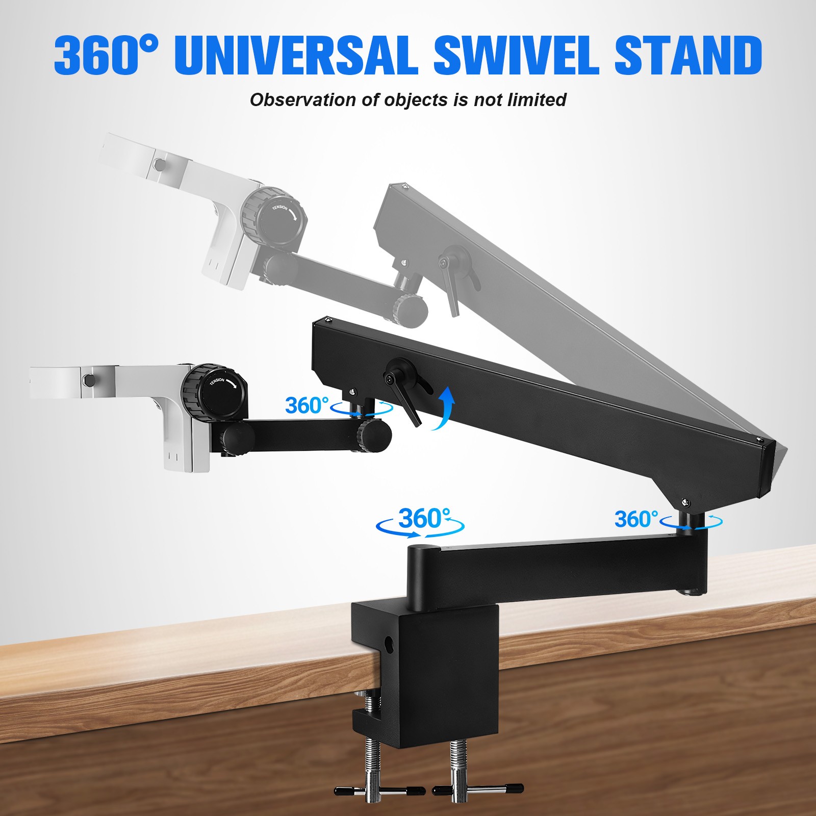 Foldable Bracket with Table Clip Swing Arm Stand for Binocular Stereo Microscope