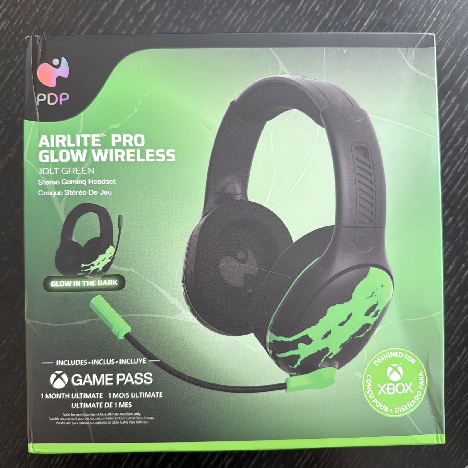 PDP Airlite Pro Glow Wireless Jolt Green Stereo Gaming Headset Xbox Brand New