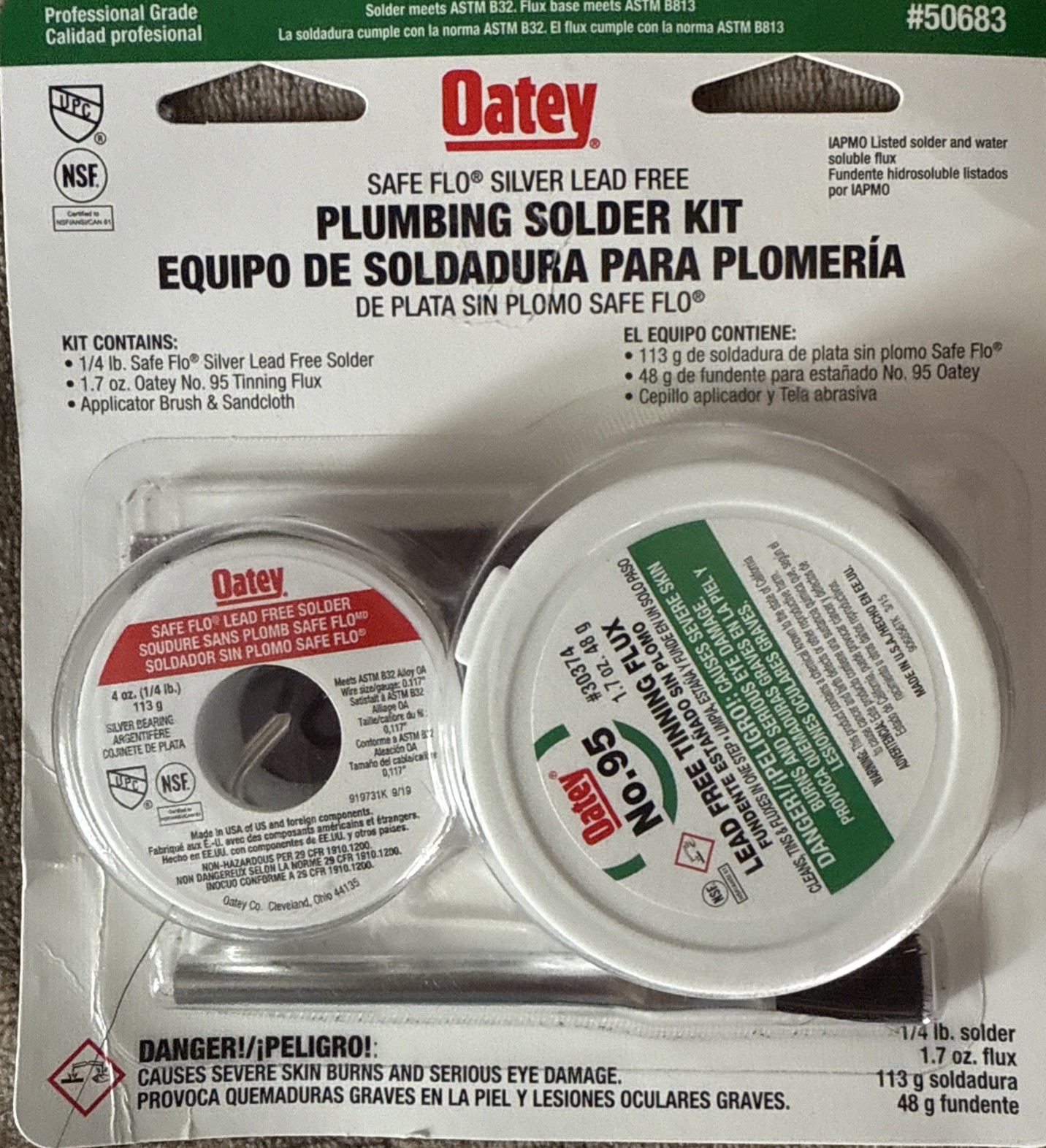 Oatey 50683 Safe-Flo Silver "Lead Free" Plumbing Solder Kit 8 oz. Kit