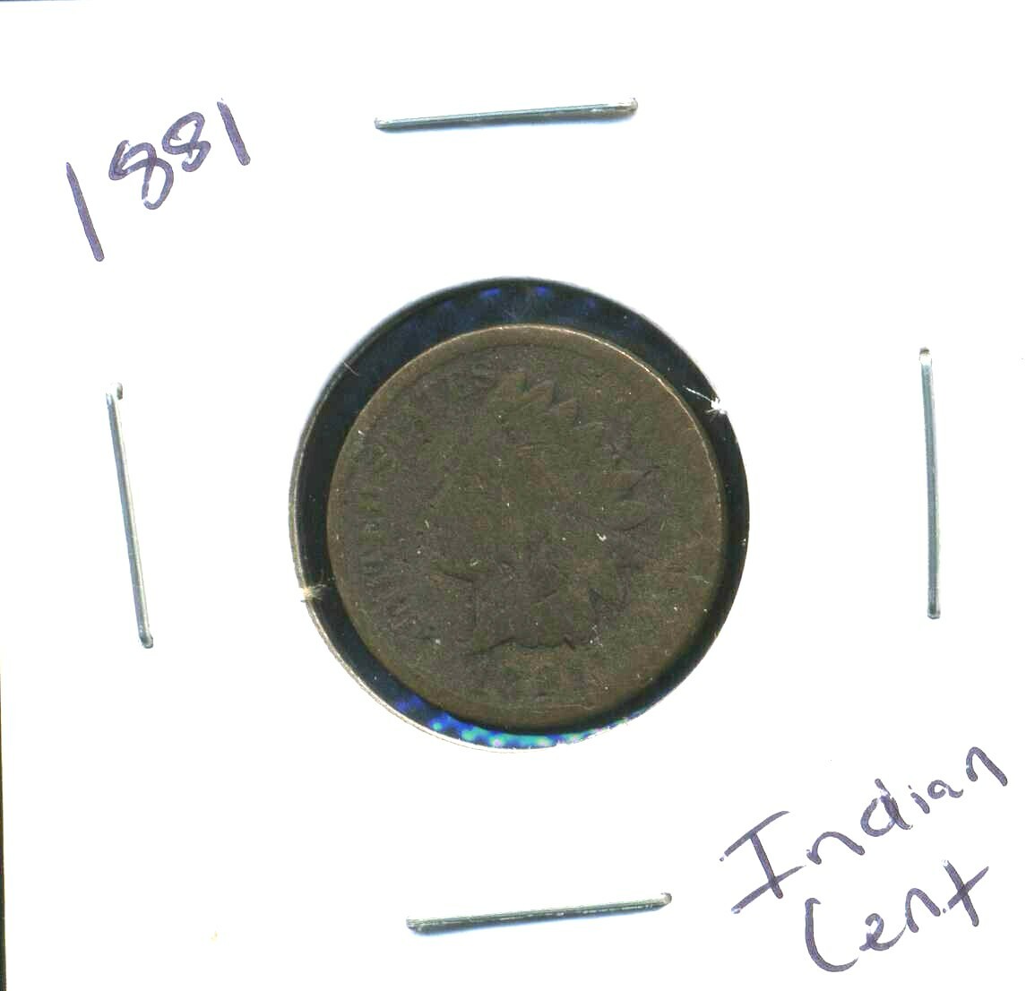 INDIAN HEAD CENT Head 1881 Circulated United States 1C PENNY 1 C Coin #6144