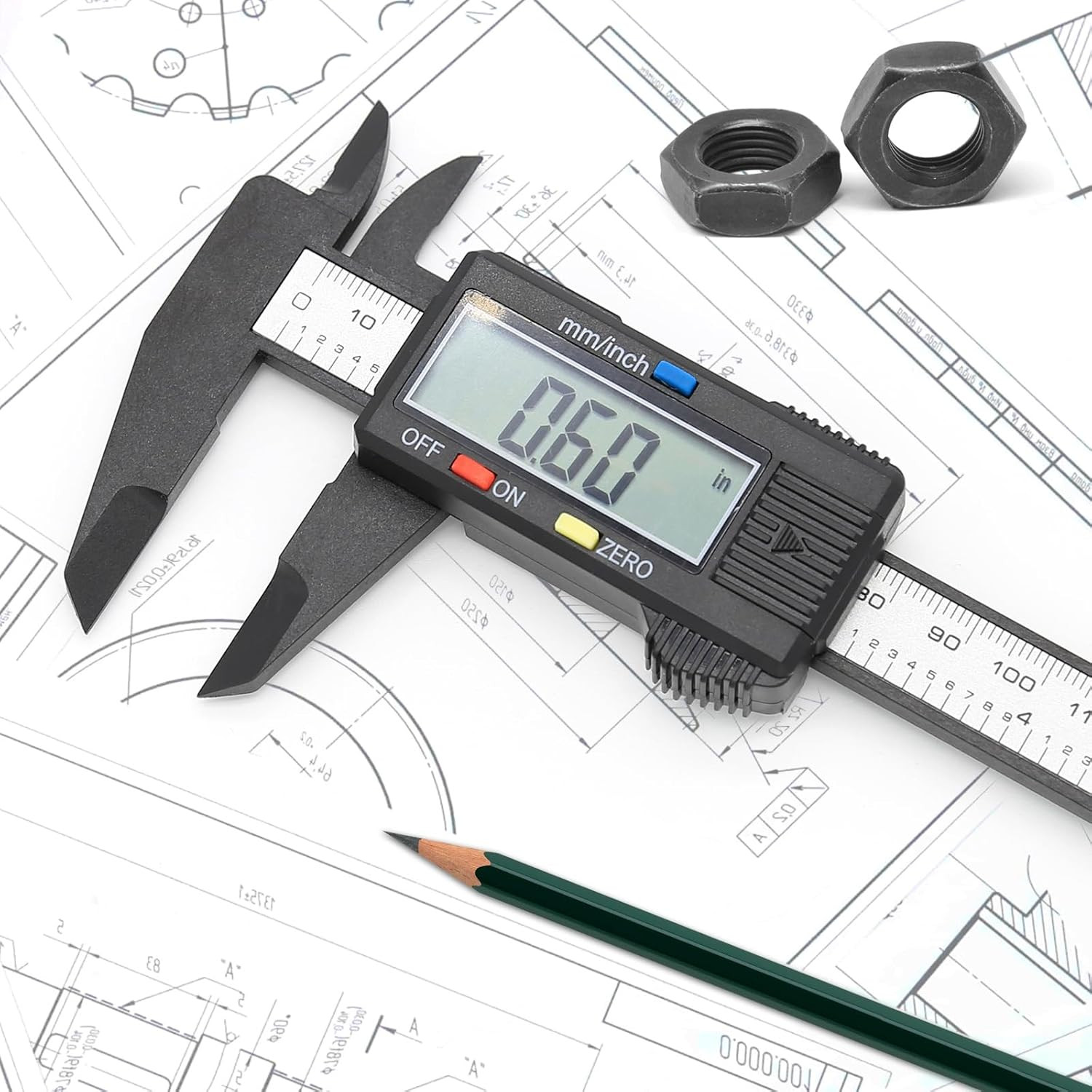 Electronic Digital Caliper, Plastic Vernier Caliper, Caliper Measuring Tool with