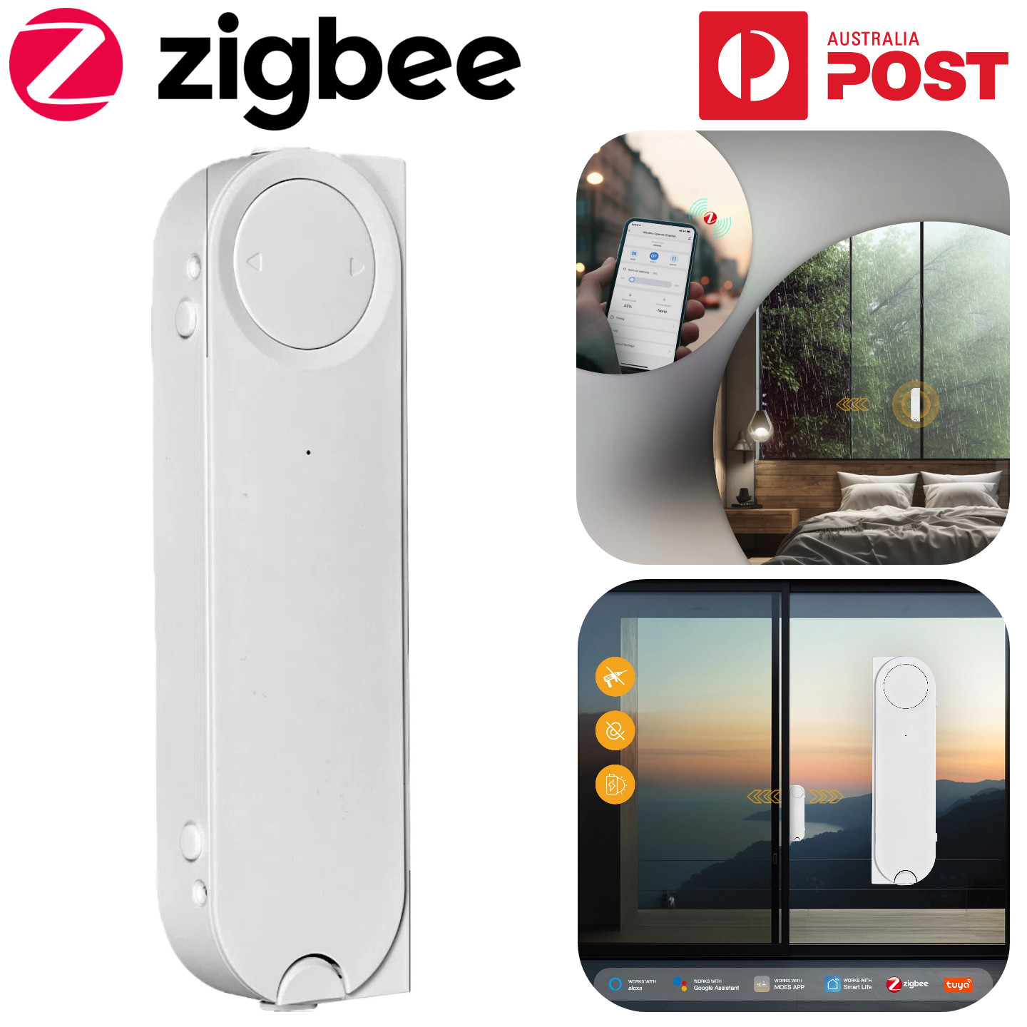 Smart Electric Window Opener Solar Wireless Automatic Timer Tuya Zigbee APP AU