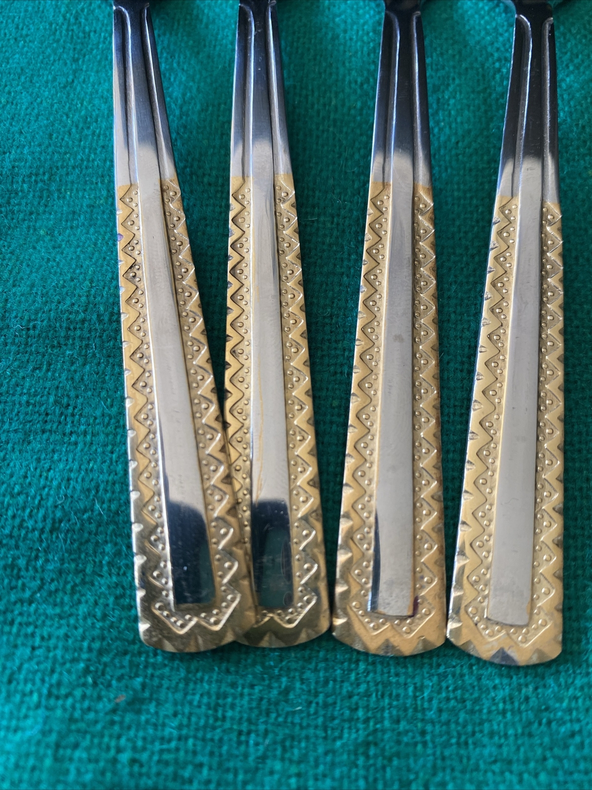 New 4 SOLIGEN GERMANY 18/10 Stainless & GOLD Accent Flatware Forks