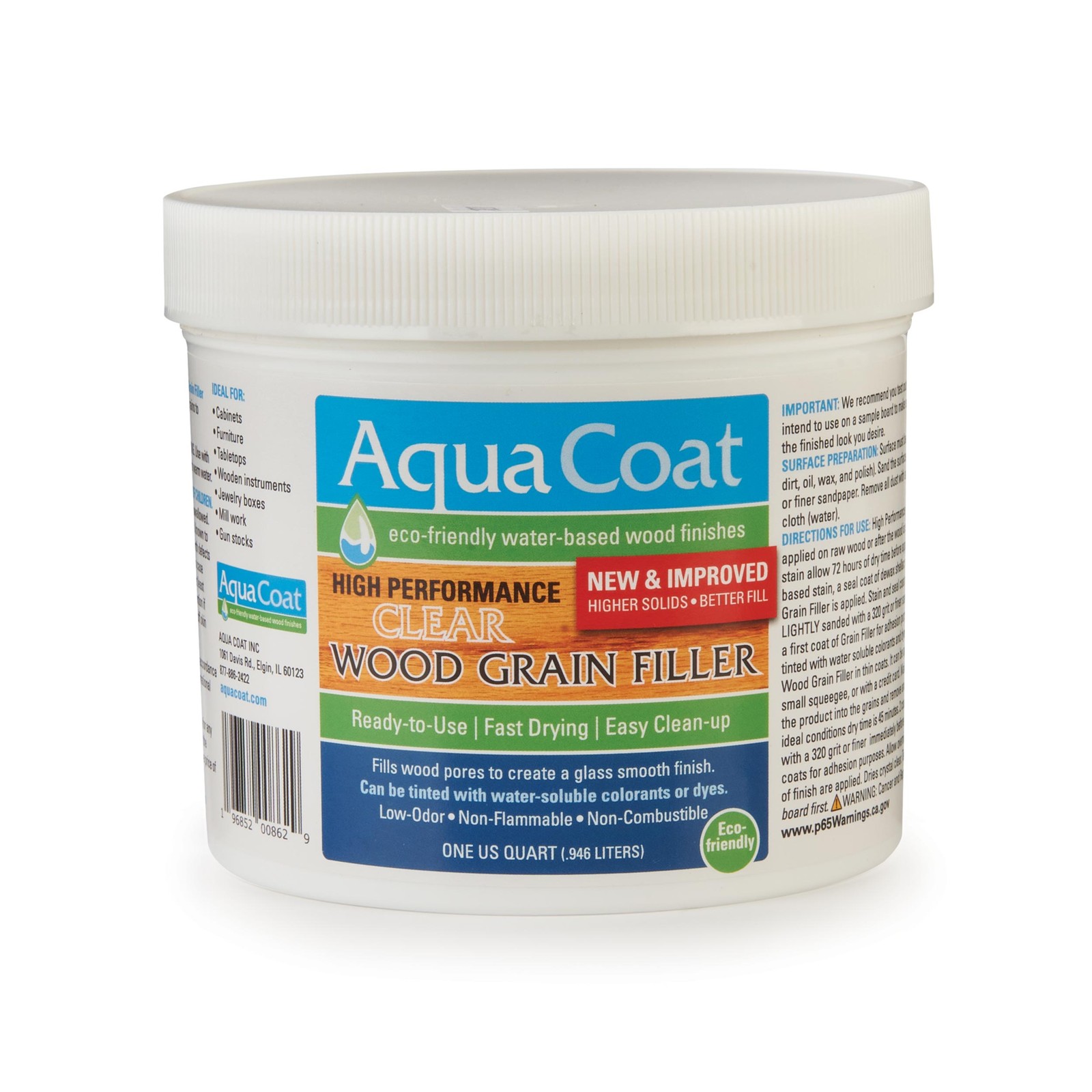 Aqua Coat High Performance Clear Wood Grain Filler – Quart