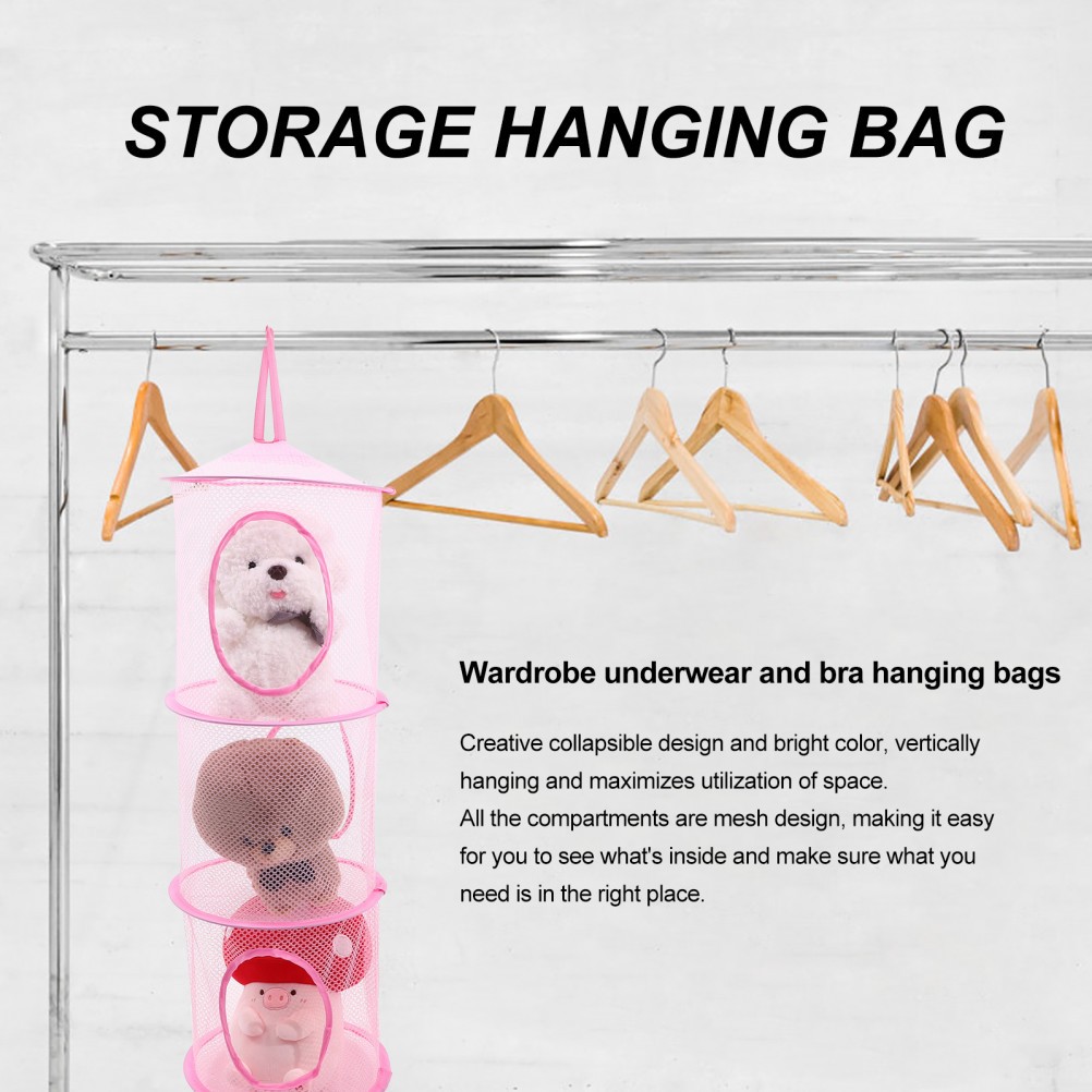 2 Pcs Foldable Hanging Mesh Drying Net Multi Layer Organizer For Plush Toys
