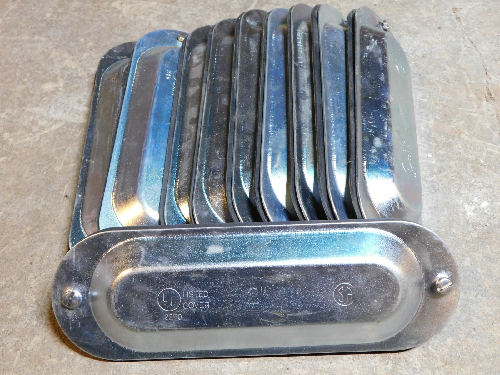 NEW LOT of 10 CONDUIT BODY 2 INCH STEEL COVERS WITH GASKETS AND SCREWS UL Listed