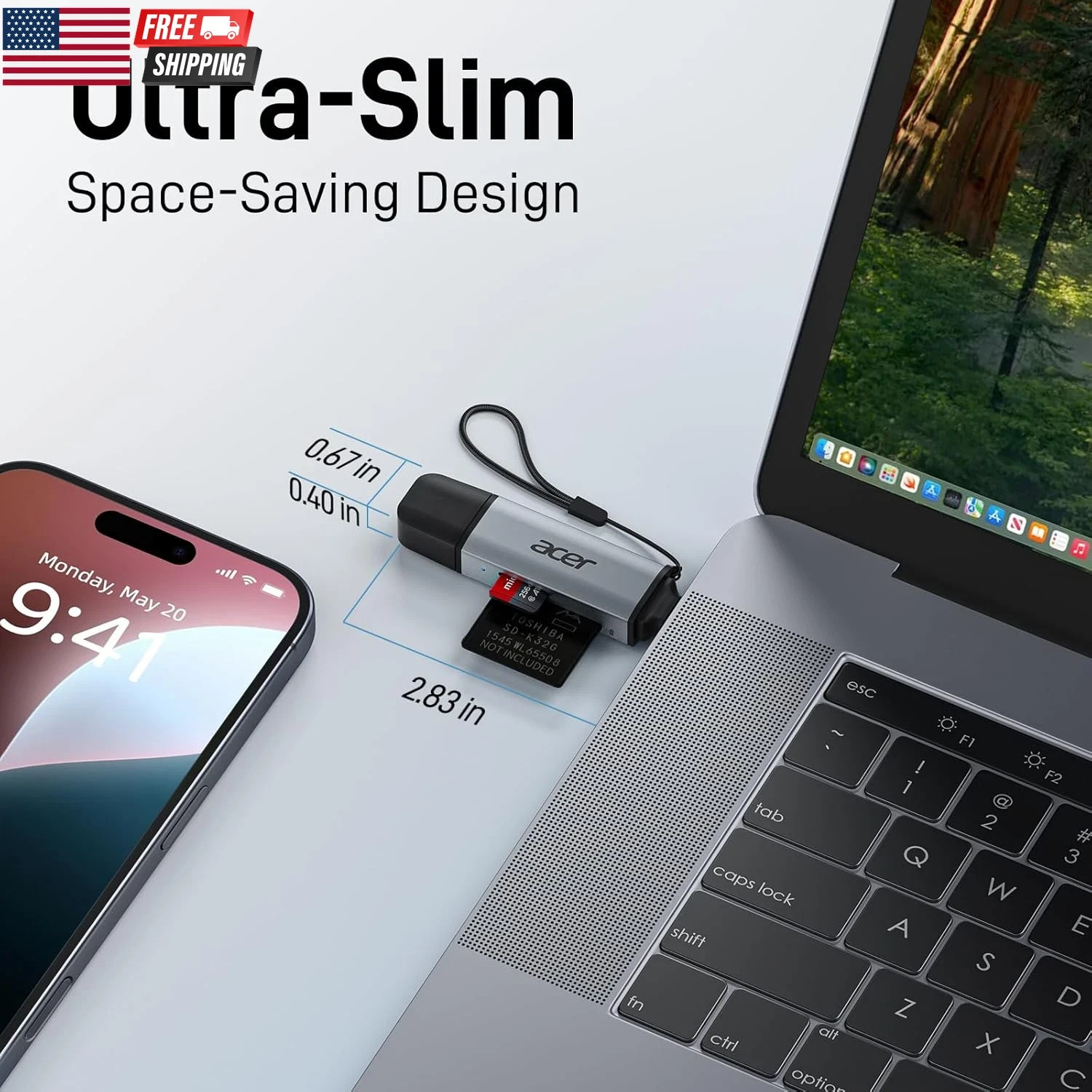 SD Card Reader USB C, Dual Slots USB 3.0 Type C to Micro SD Card Adapter, Memory