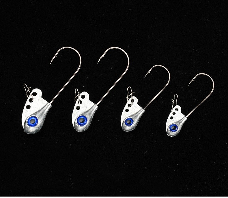 5pcs/Box Zinc Alloy 3D Eyes Fishing Hook Strengthen the Long Handle Saltwater
