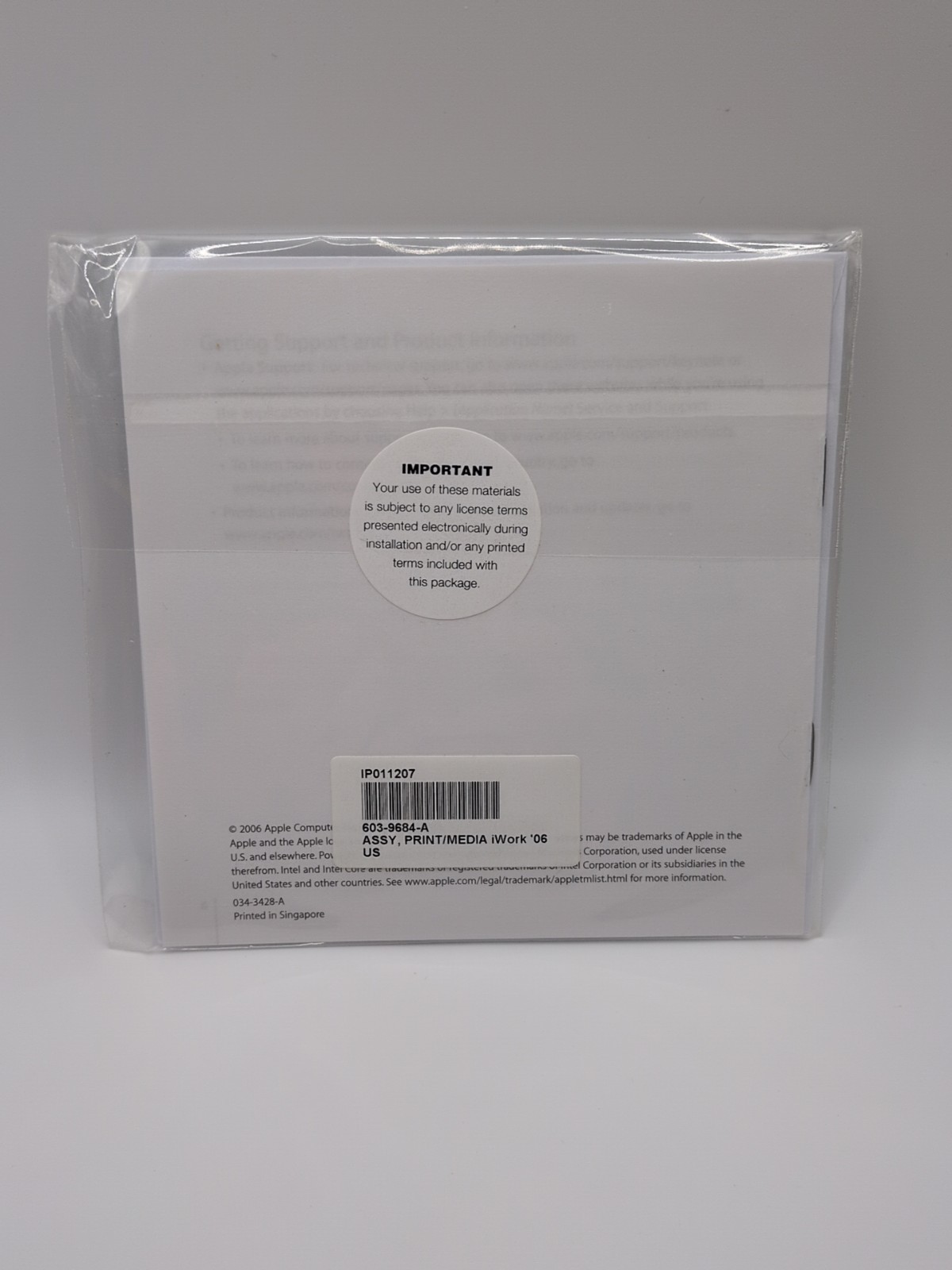 iWORK '06 SOFTWARE APPLE PER MAC VERSION 2.0.1 1Z691-5842-A INSTALL DVD