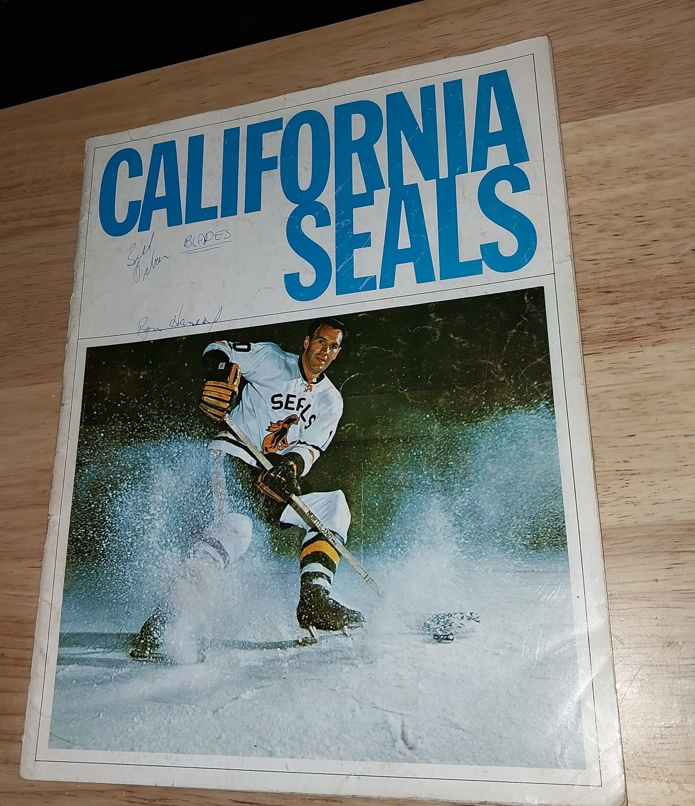 California Seals Hockey Program 1966 Vs The Blades Signed Bill Orban