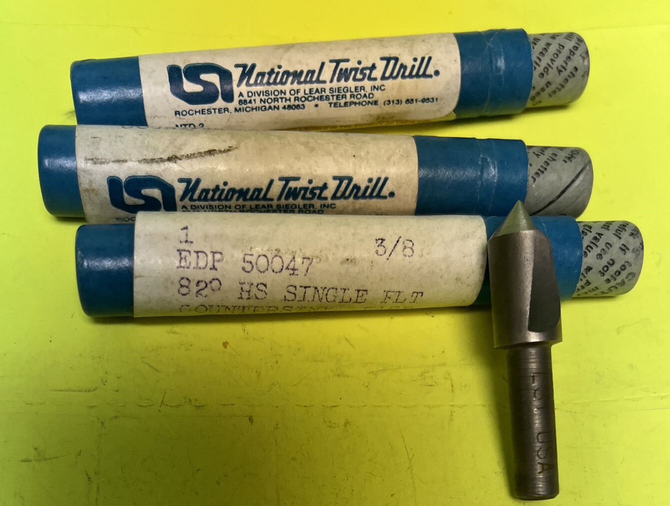 Countersink 3/8”x1/4”-82 HSS Single Flt National Twist 50047 ,USA Vintage