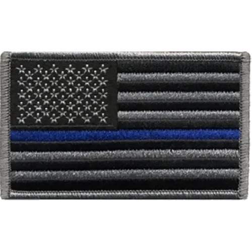 UNITED STATES OF AMERICA FLAG PATCH: Subdued Grey Thin Blue Line, Size 3.38″ ...