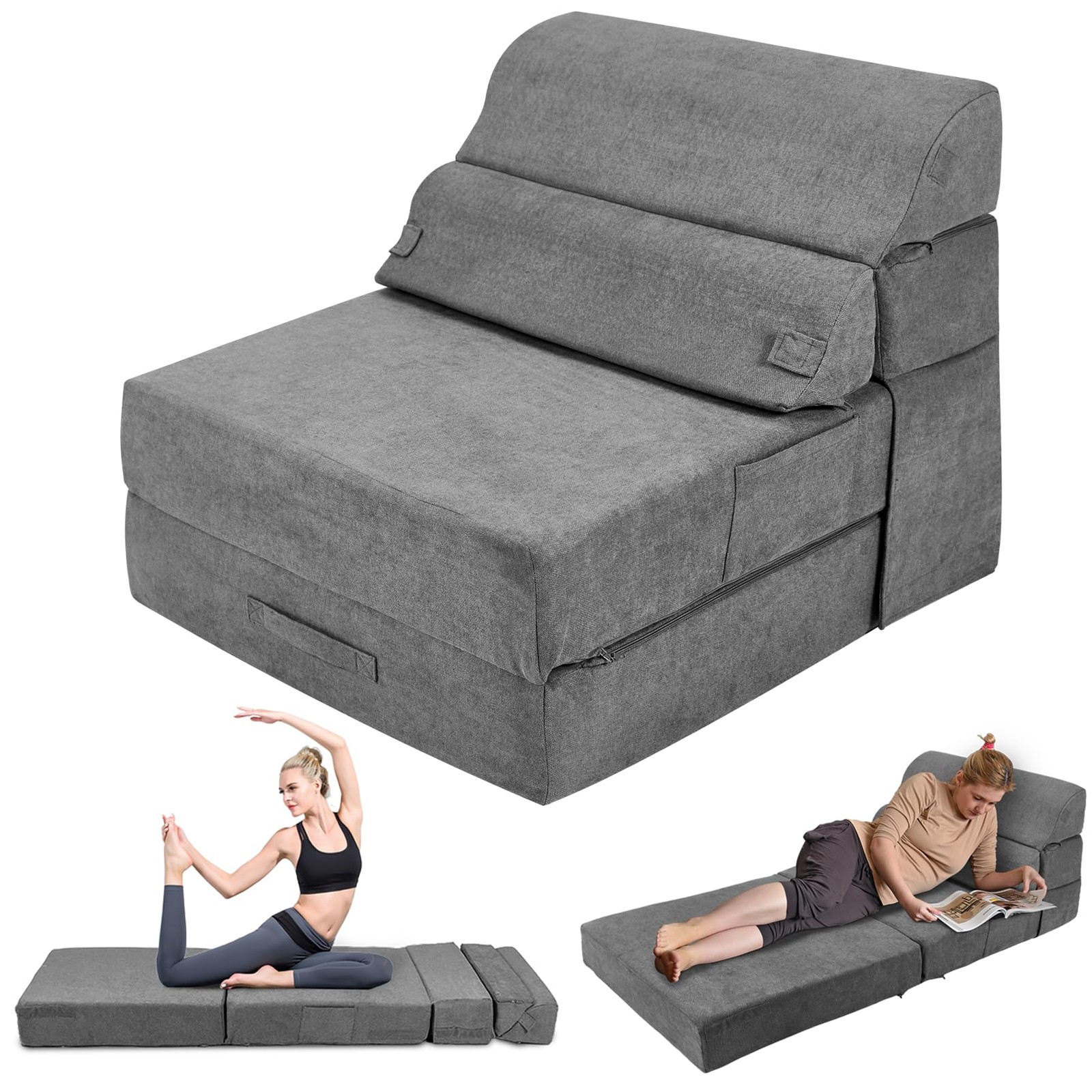 Comfy Foldable Sofa Bed - Folding Single Sofa Bed for Adults, Convertible Sle...