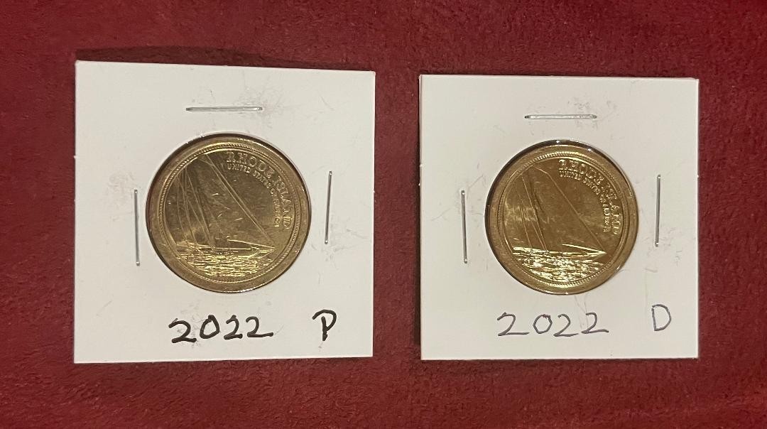 2022 P&D $1 American Innovation Rhode Island Nautical 2 Coin Set