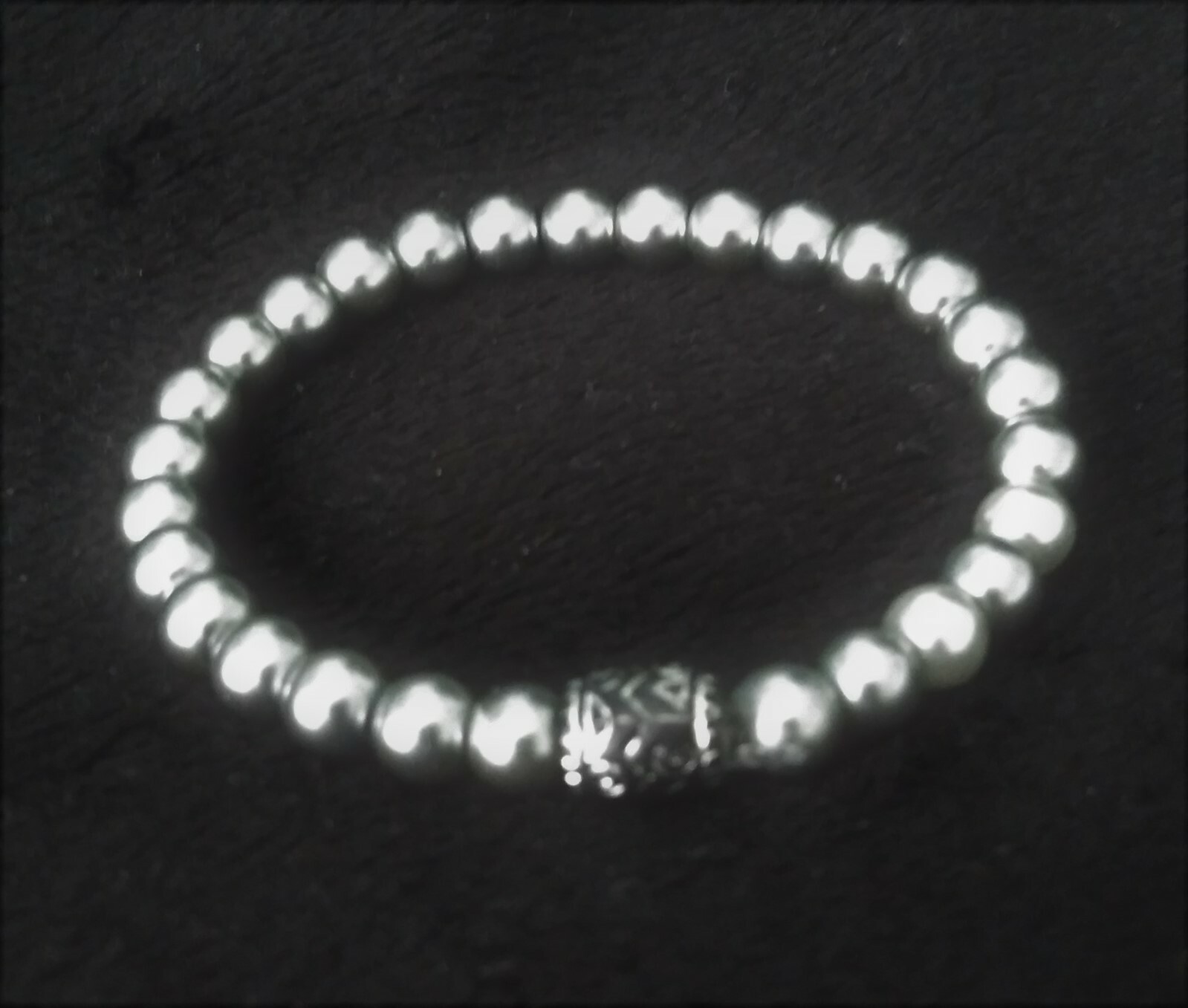 Fashionable Accent Silver Minimalist Beaded Bracelet-7 inch Stretchy-Unique