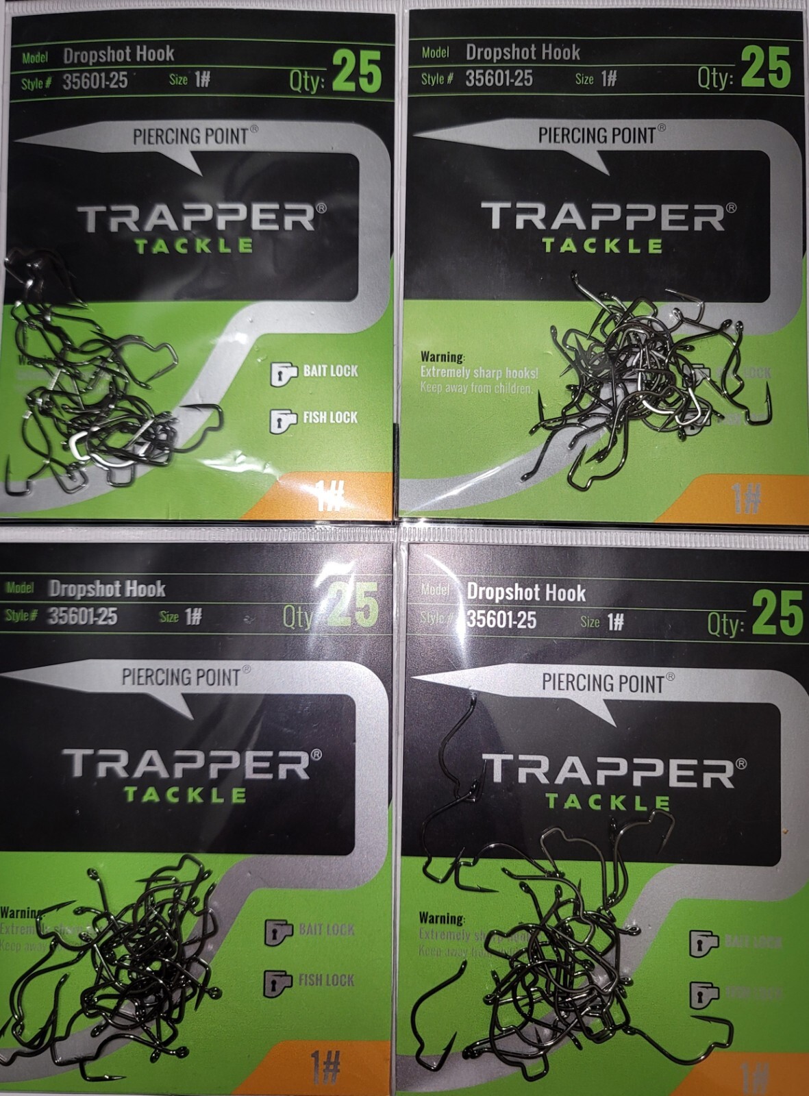 Trapper Tackle Dropshot /Live Bait / Wacky  Sz: 1 Qty 100 Hooks lot bulk